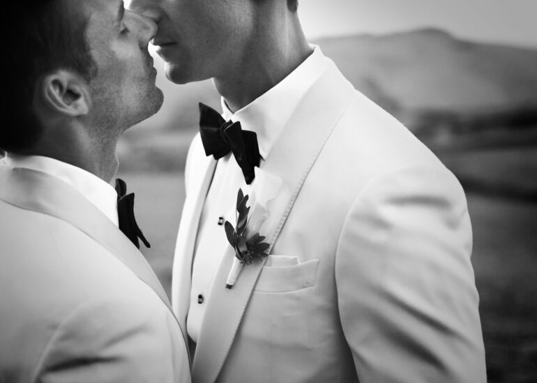 same sex wedding photographer Italy, passion just before a kiss